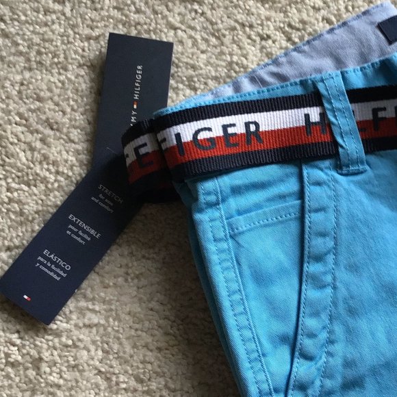 NWT Pants for Boys by Tommy Hilfiger, Turquoise + Branded Belt, Sz 14, New - Picture 2 of 6